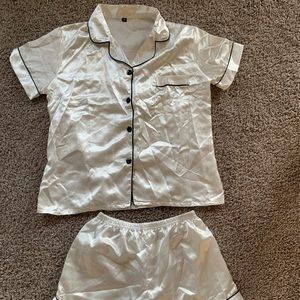 NWOT white silk PJ set bridal